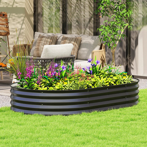 5' x 3' x 1' Large Outdoor Planter Box, Galvanized Raised Garden Bed, Black