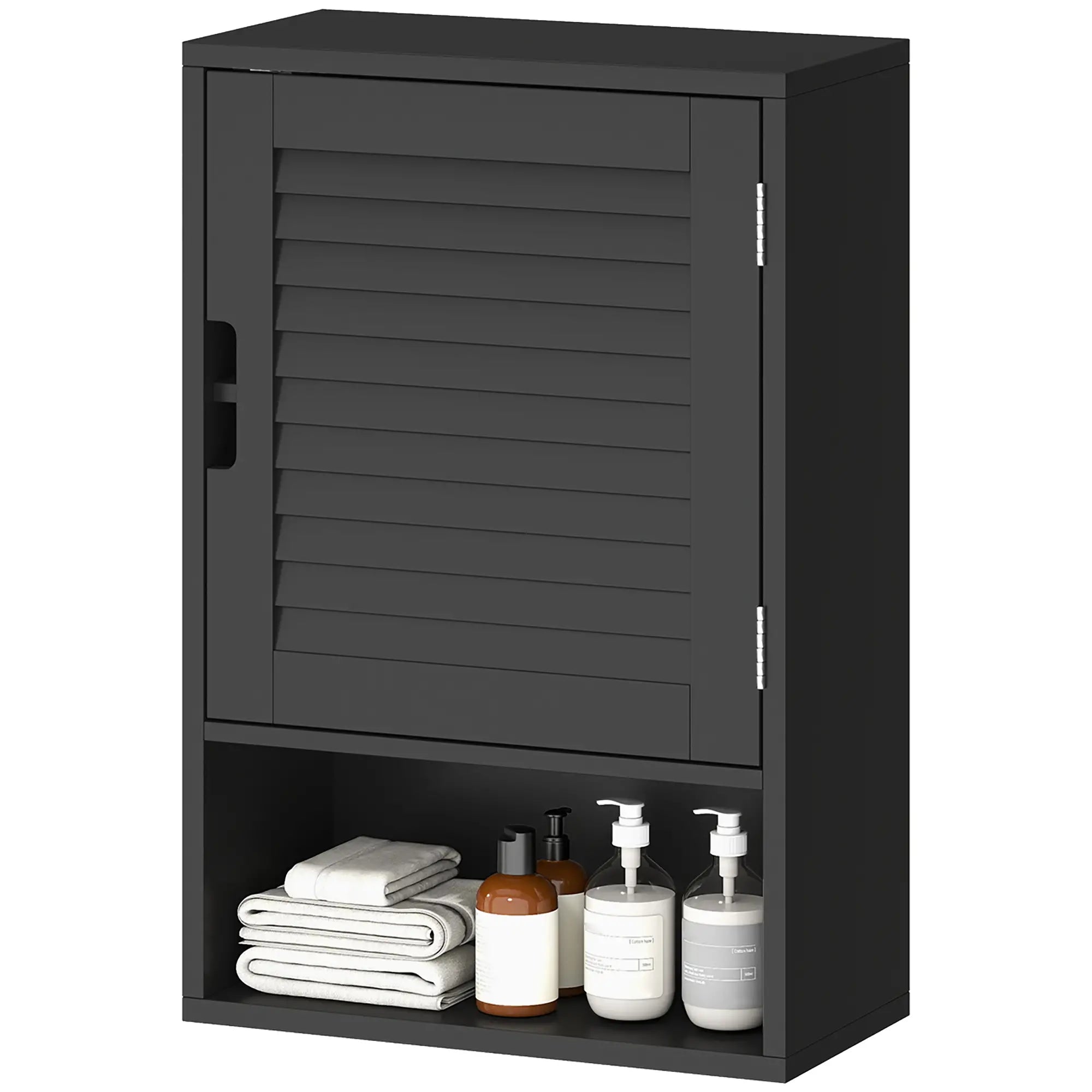 Wall Mounted Bathroom Cabinet, Adjustable Shelves, 40 x 20 x 60 cm, Black Wall Mounted Cabinets Black at Gallery Canada