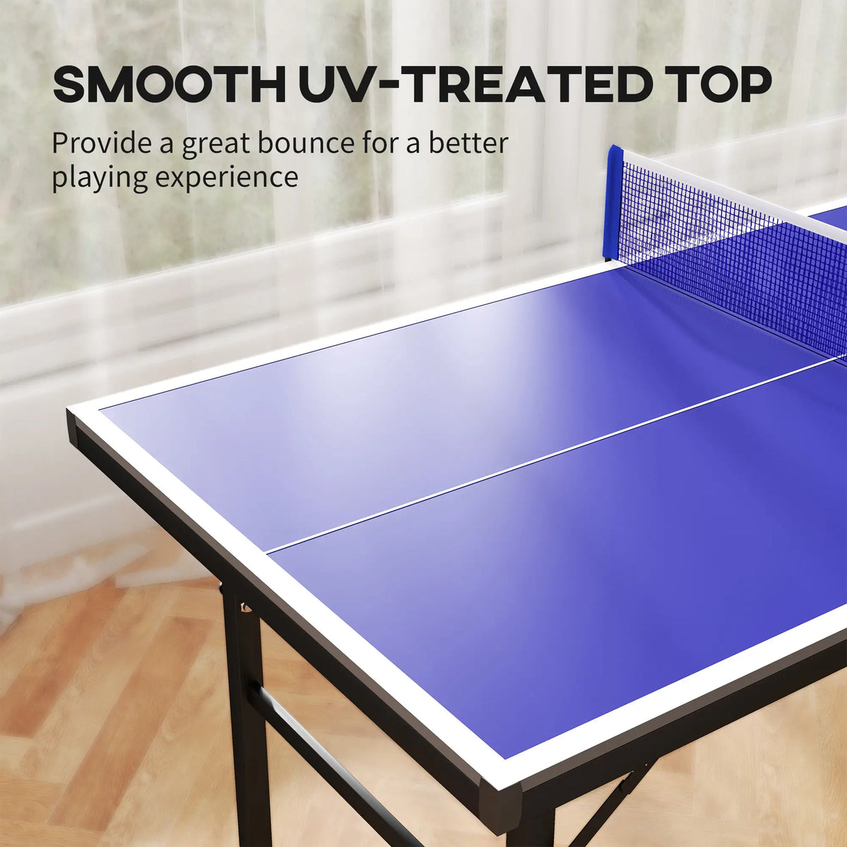 5' x 2.5' Mini Ping Pong Table, Foldable, Adjustable Feet, Blue Game Tables at Gallery Canada