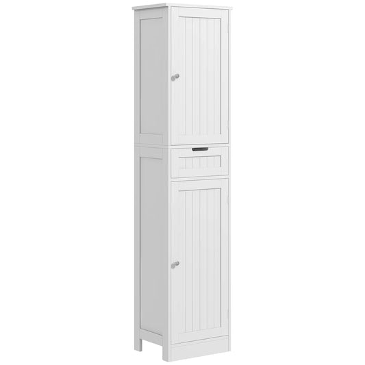 Freestanding Bathroom Cabinet, Drawer and 2 Doors, Tall Cupboard Bathroom Cabinets White at Gallery Canada