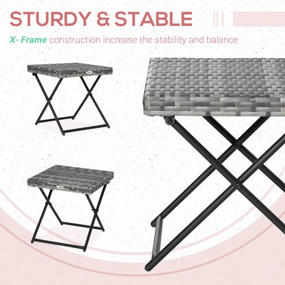Rattan Coffee Table, Folding Outdoor Side Table, 15.75"x15.75"x15.75", Grey Coffee Tables at Gallery Canada