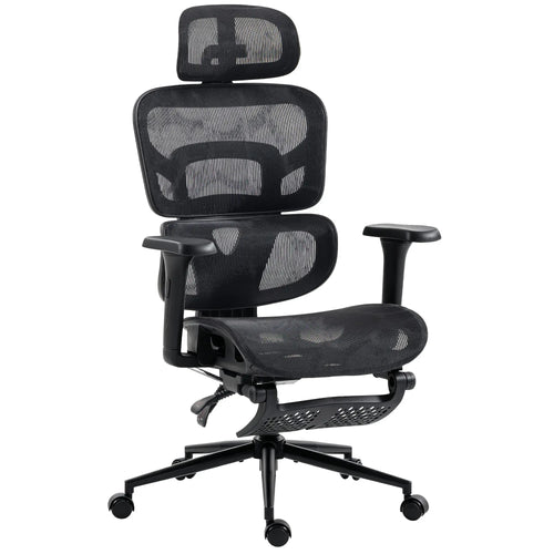 Ergonomic Office Chair, Lumbar Support, 2D Headrest, Mesh Reclining, Black