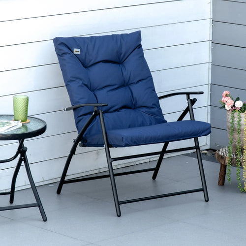 Fabric Lounge Chair, Metal Frame Recliner with Armrest, Blue