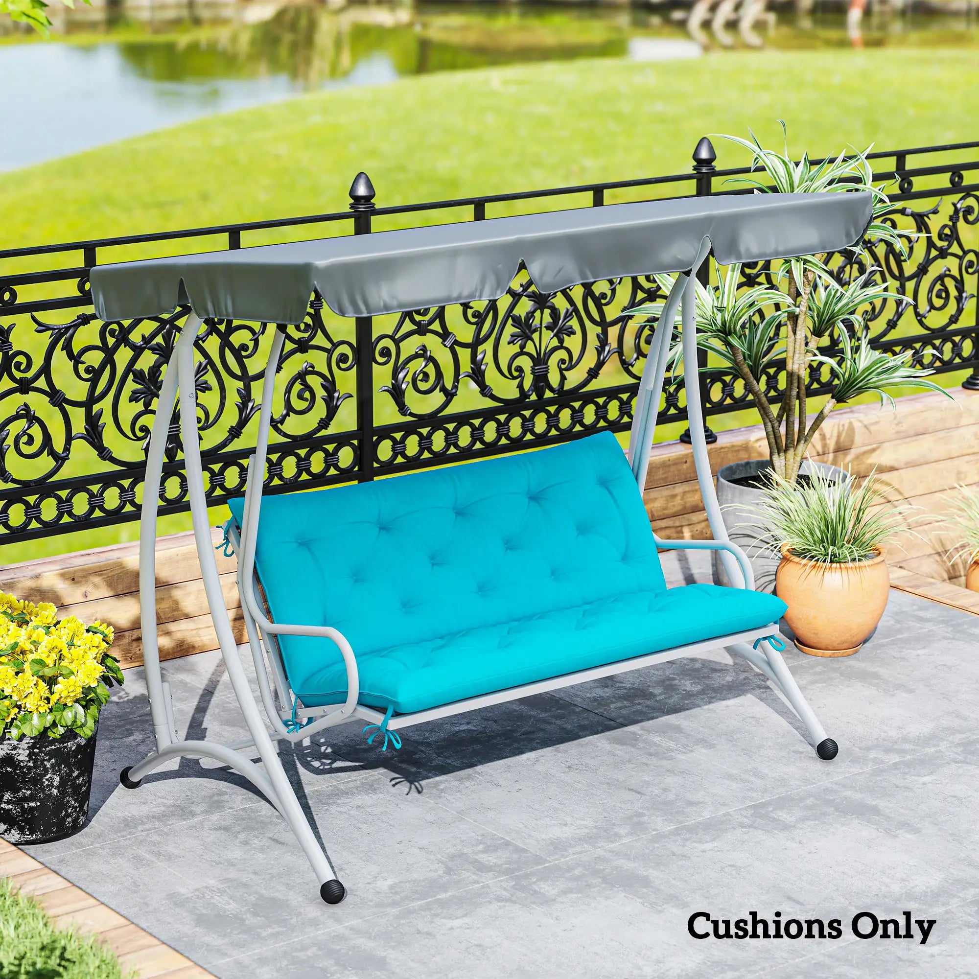 2 Seater Garden Bench Cushion, Thick Outdoor Non-Slip, 47