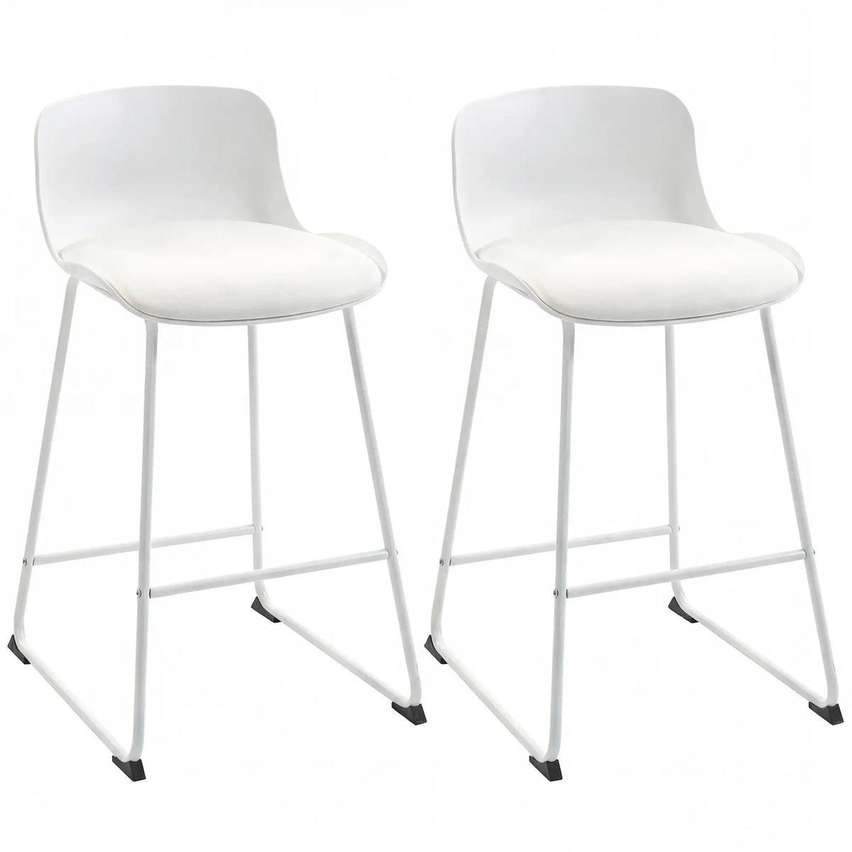 Modern Bar Stools Set of 2, PU Leather, Counter Height, White Bar Stools at Gallery Canada