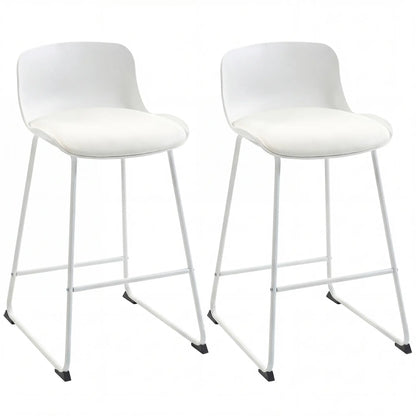 Modern Bar Stools Set of 2, PU Leather, Counter Height, White Bar Stools at Gallery Canada