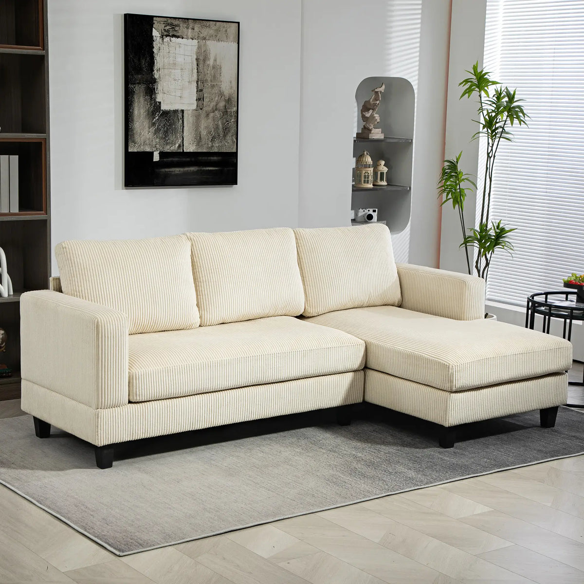 L Shaped Sofa with Chaise Lounge, Spring Cushion, Beige Sofas & Reclining Chairs at Gallery Canada