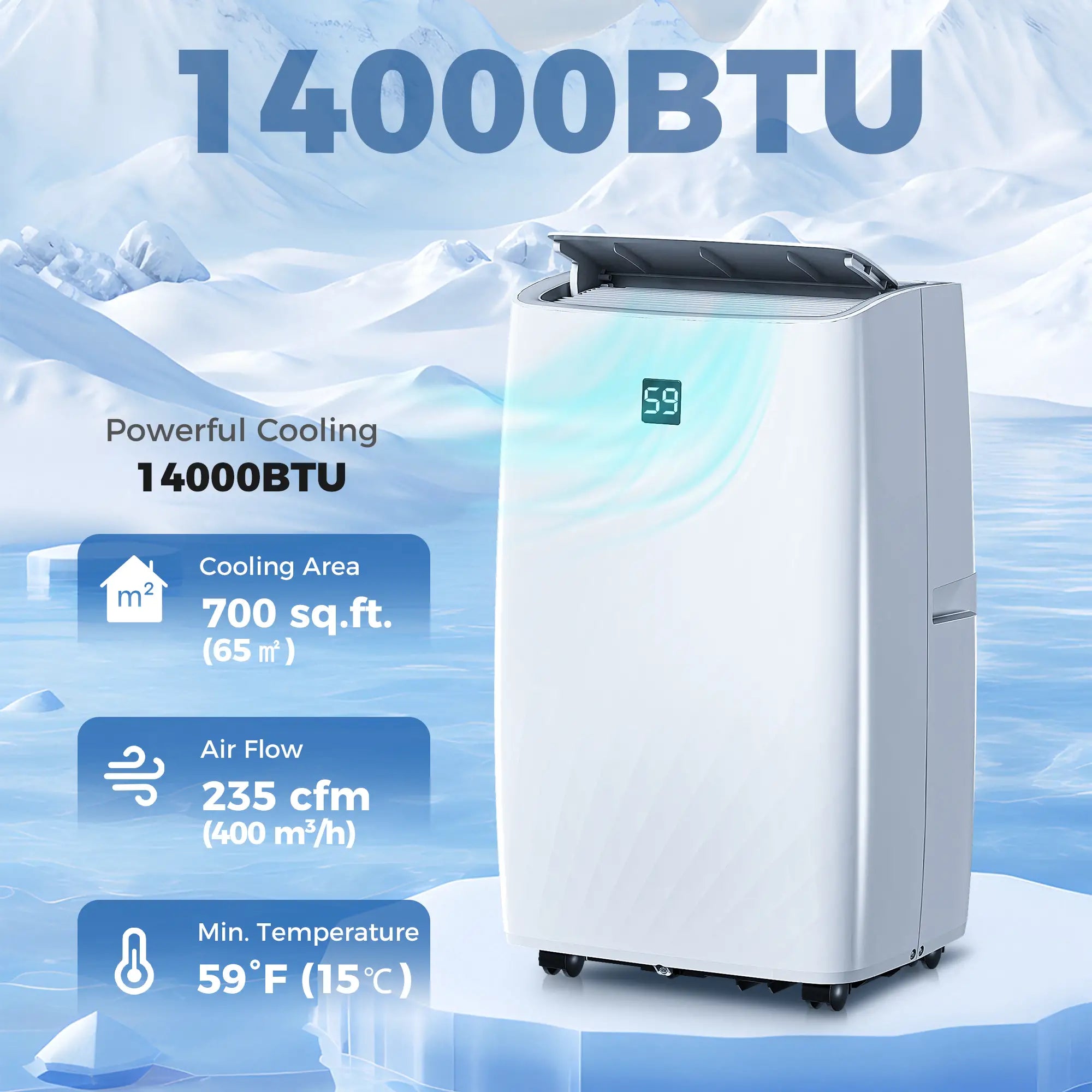 14000 BTU Portable Air Conditioner, Dehumidifier, Fan, 700 Sq. Ft, Cool Air Conditioner at Gallery Canada