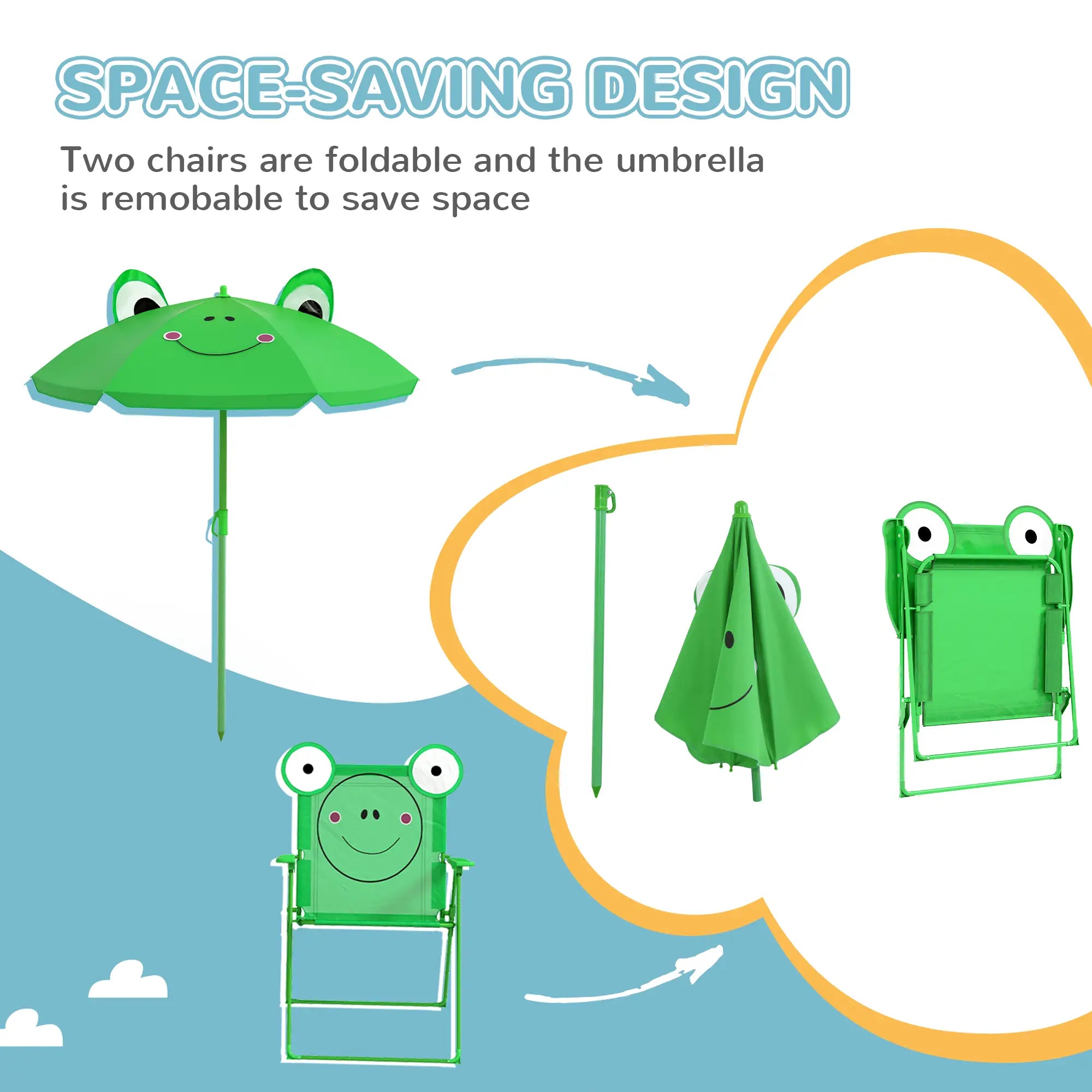 Kids Folding Picnic Table Set, Outdoor Garden, Green Kids Outdoor Furniture at Gallery Canada