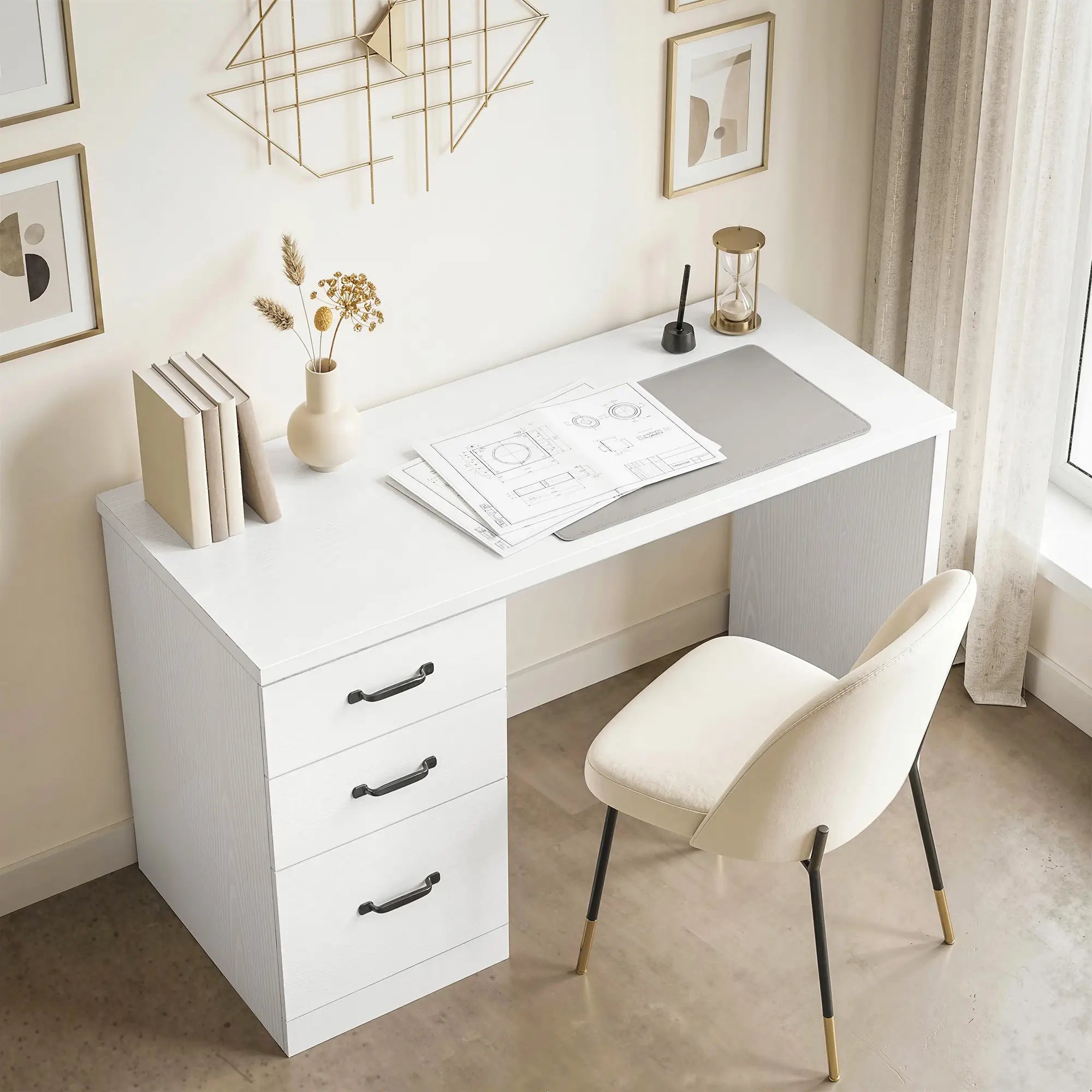 Computer Desk With 3 Drawers, 47
