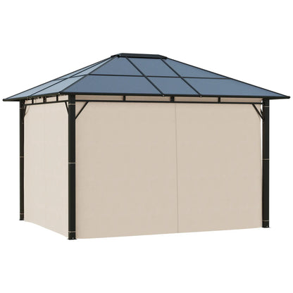 10' x 12' Outdoor Gazebo, Polycarbonate Roof, Removable Curtains Gazebos at Gallery Canada