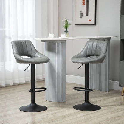 Swivel Counter Height Barstools Set of 2, Adjustable Height, Faux Leather, Grey Bar Stools at Gallery Canada