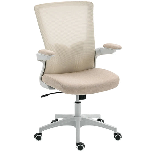 Ergonomic Office Chair, Swivel Desk Chair, Adjustable Lumbar Support, Flip-up Armrests, Wheels, Beige Task Chairs Beige, White at Gallery Canada