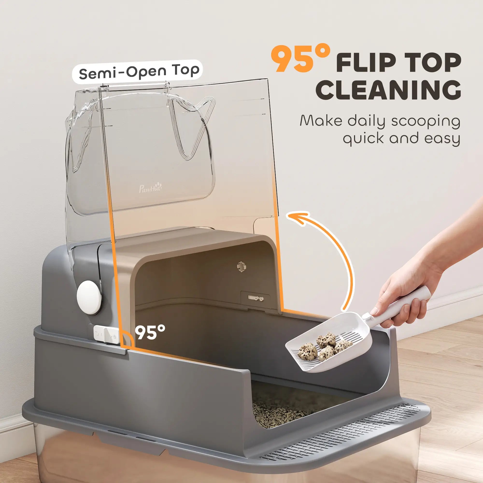 XXL Stainless Steel Cat Litter Box, Flip Lid, Mat, Scoop Cat Litter Box Enclosures at Gallery Canada