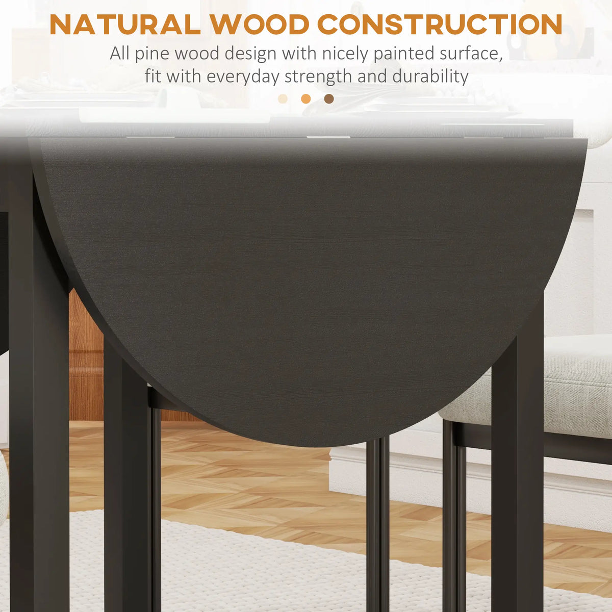 Solid Wood Drop Leaf Kitchen Table, Folding Dining Table, Black Bar Tables & Dining Tables at Gallery Canada