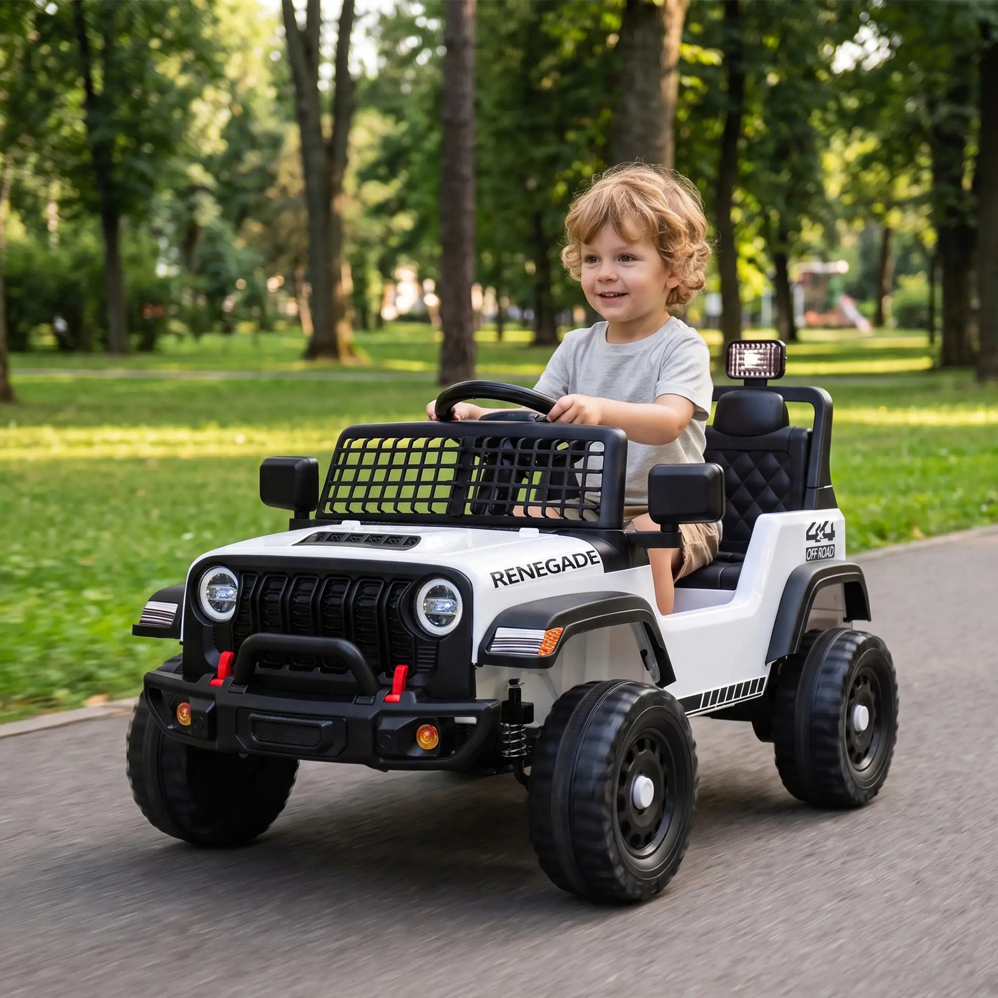 12V Ride On Truck Car, Remote, Soft Start, Ages 2-4, White Electric Toy Cars at Gallery Canada
