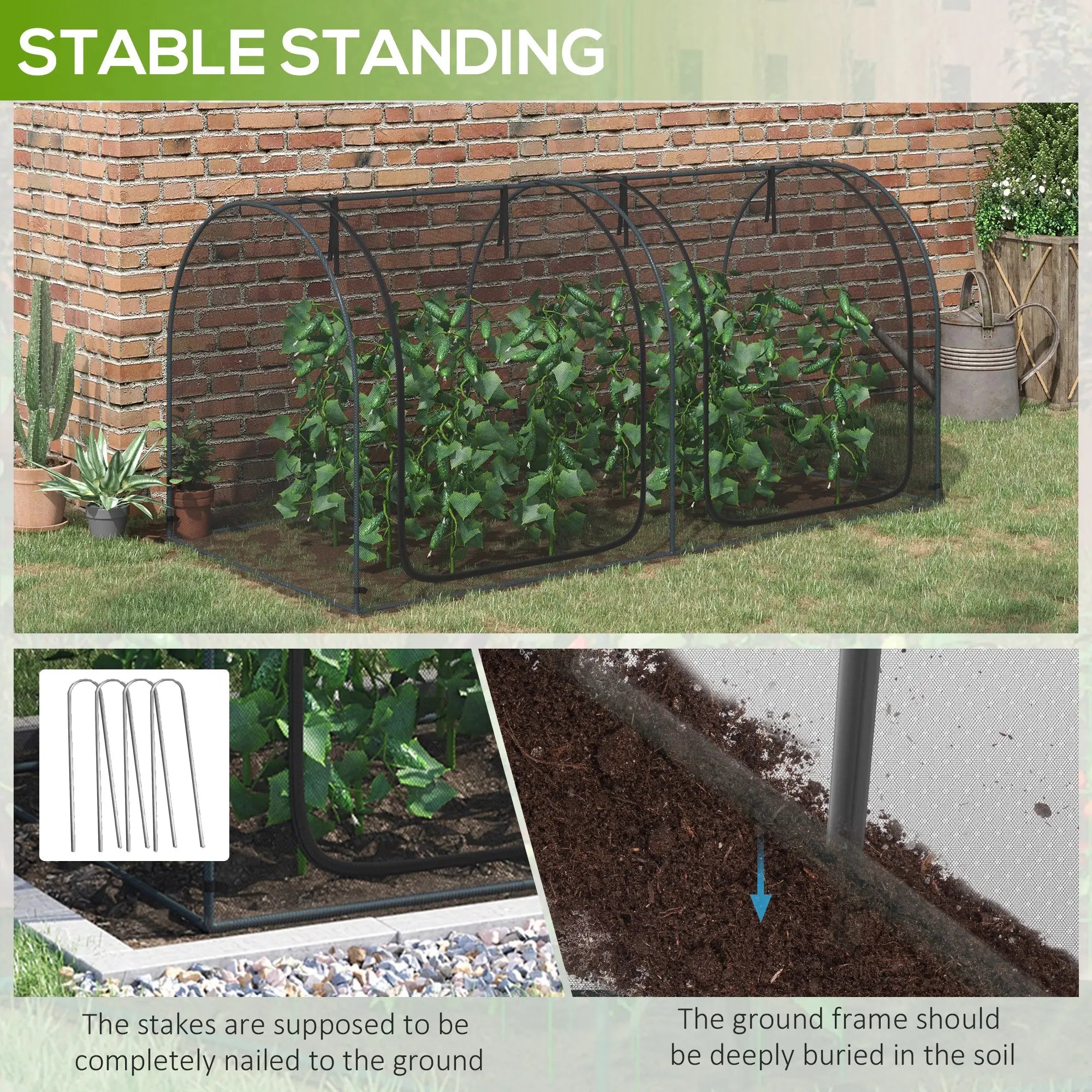 8' x 4' Crop Cage, Garden Plant Protector, 2 Zippered Doors, 6 Stakes, Black Walk In Greenhouses at Gallery Canada