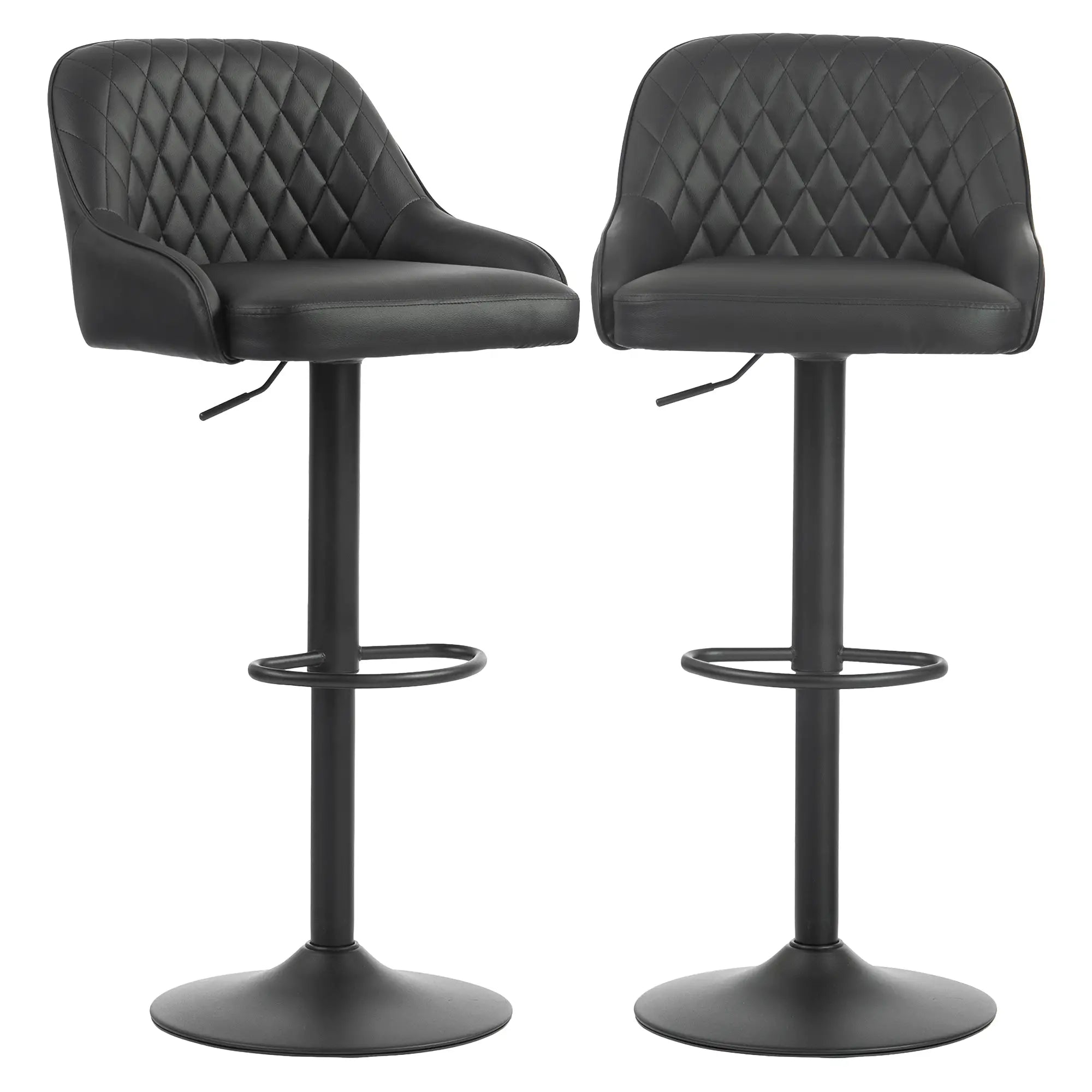 Adjustable Swivel Bar Stools With Backrest, Set Of 2, Black Bar Stools at Gallery Canada