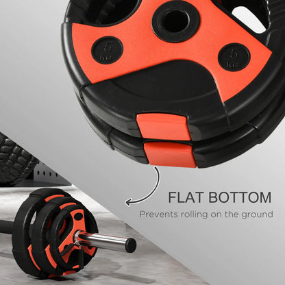44lbs Adjustable Barbell Weight Set, Free Body Pump Bar, Black and Red Dumbbells & Barbells at Gallery Canada
