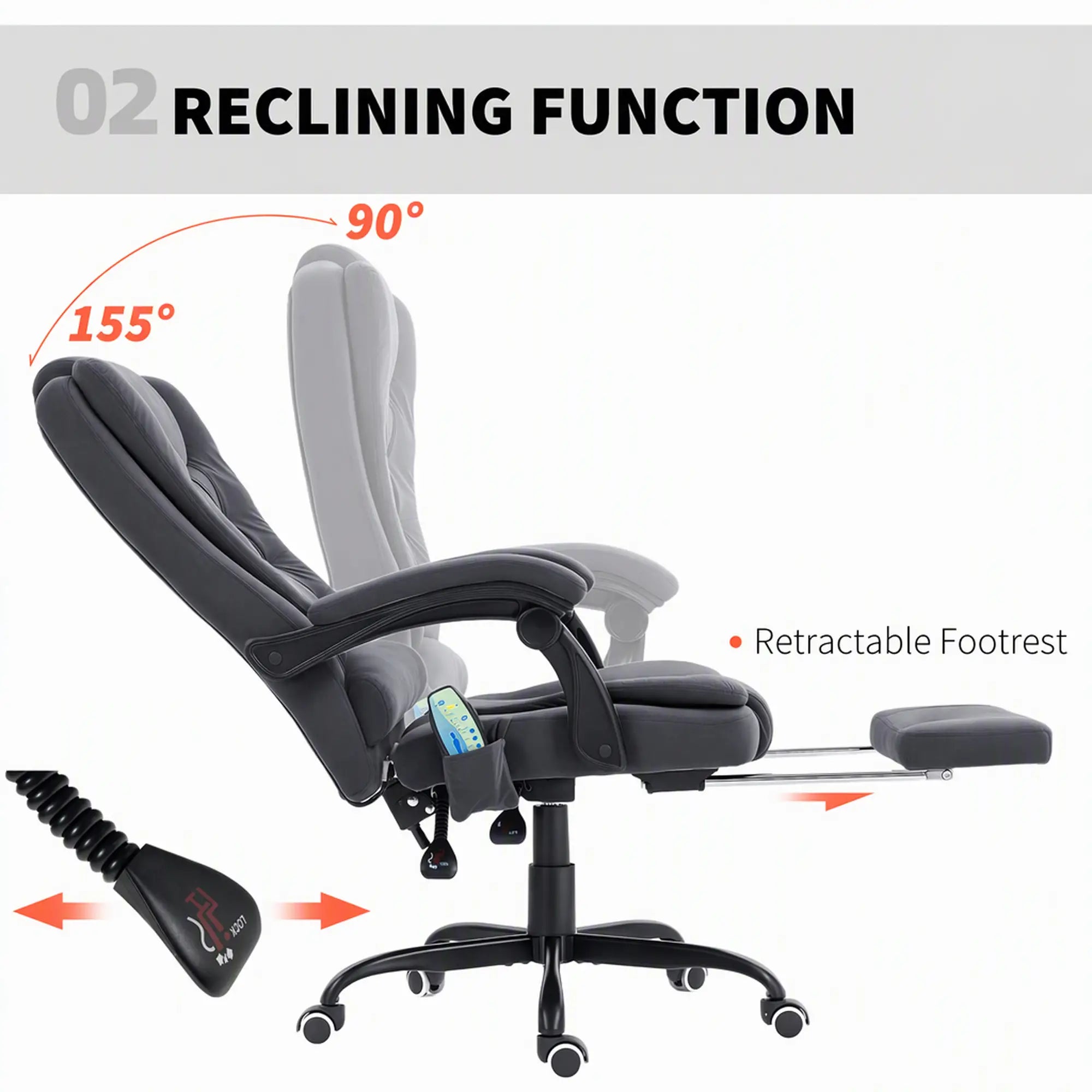 7-Point Vibrating Massage Chair with Footrest, Reclining Back, Black Massage Chairs at Gallery Canada