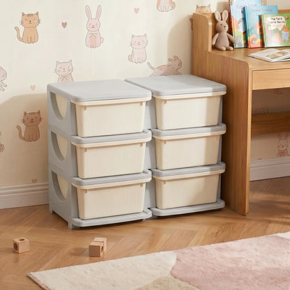 3 Tier Kids Toy Organizer, 6 Plastic Drawers, Cream White Baby & Kids Storage at Gallery Canada