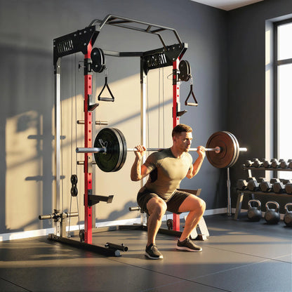 Power Cage, Power Rack Machine, Adjustable Cable Pulley System, Pull-Up Bar, Dip Station Power Towers at Gallery Canada