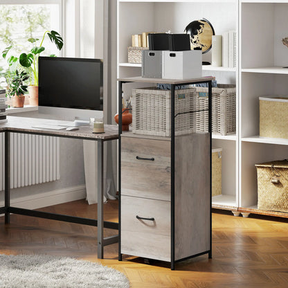Vertical Filing Cabinet, 2 Drawers, Hanging Bars, Letter and A4 Size, Distressed Grey Office Cabinets & Cupboards at Gallery Canada