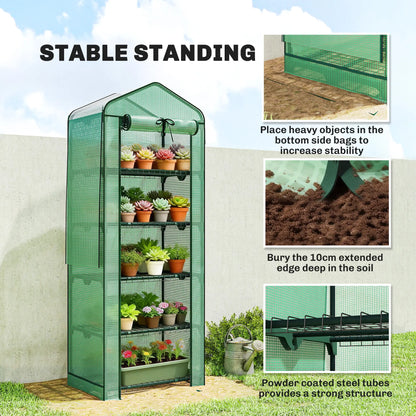 Mini Greenhouse With Screen Roof, 27.6" x 19.7" x 75.6", Green Portable Greenhouses at Gallery Canada