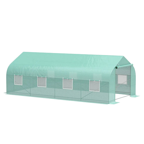20x10x7ft Walk-in Greenhouse, Outdoor Plant Growth Shed, Green