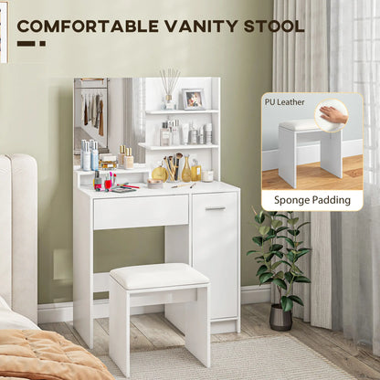 Vanity Set with Mirror, Stool, Storage Drawer, White Dressing & Vanity Tables at Gallery Canada