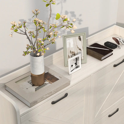 Narrow Shoe Storage Cabinet, 4 Flip Drawers, Adjustable Shelves, 16 Pair, White Oak Shoe Storage Cabinets & Racks at Gallery Canada