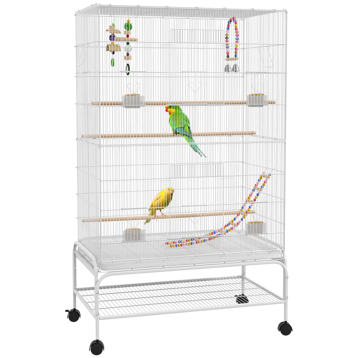 52" Bird Cage With Rolling Stand, Toys, For Budgies Canaries, White Bird Cages at Gallery Canada