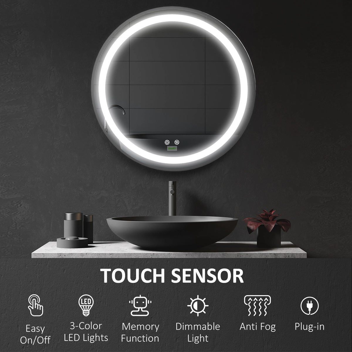 Dimmable LED Bathroom Mirror, Anti Fog Vanity Mirror, 28 In Bath Accessories at Gallery Canada