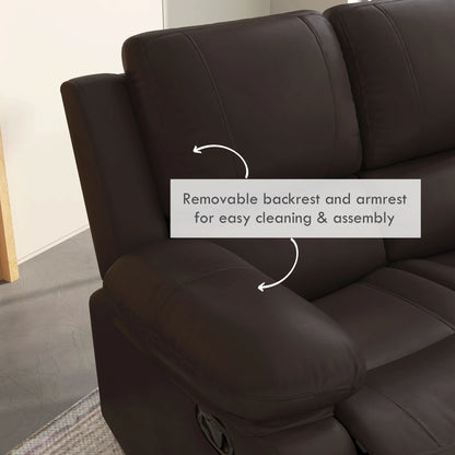 PU Leather Manual Recliner Sofa, Double Loveseat with Footrest, Brown 2-Seater Sofas at Gallery Canada