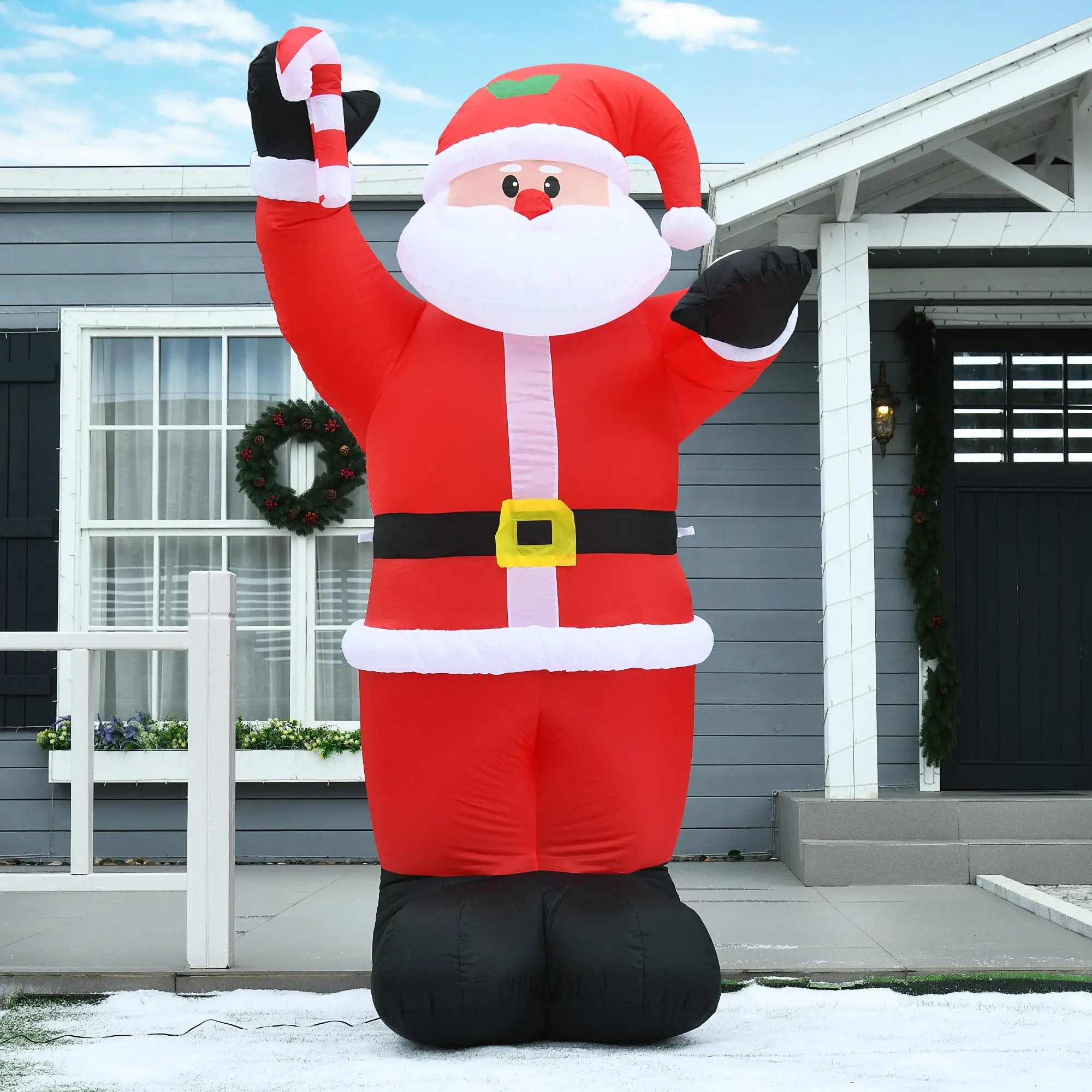8ft Inflatable Santa Claus with Candy Cane, Outdoor LED Yard Display Christmas Inflatables at Gallery Canada