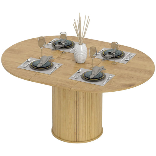 Extendable Kitchen Table, 43.5"-59", Natural Wood Finish, Natural Wood Dining Tables Natural at Gallery Canada