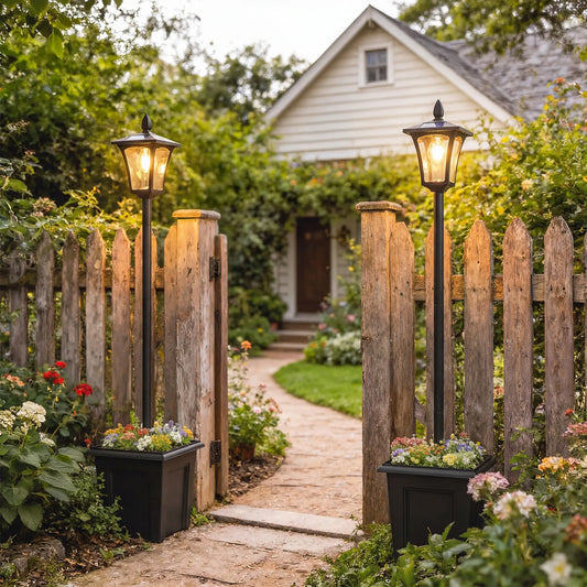 63" Solar Lamp Post Lights 2 Pack, Waterproof LED, Black Solar Post Lamps Black at Gallery Canada