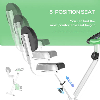 Foldable Indoor Stationary Bike, 8-Level Magnetic Resistance, Green