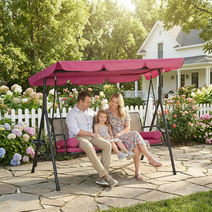 Outdoor 3-Seat Porch Swing With Canopy, Rattan, Cushion, Cushion Patio Swings with Stand at Gallery Canada