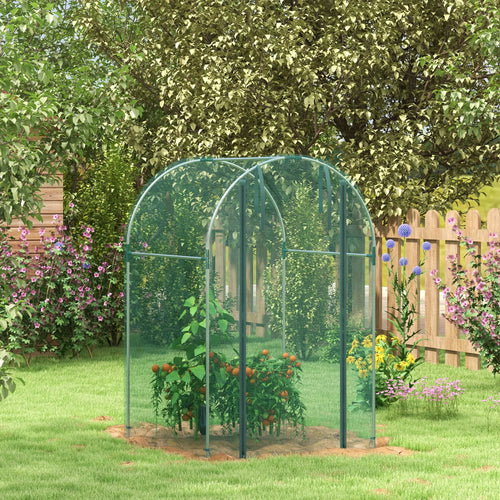 Galvanized Steel Crop Cage, Plant Protection Tent, Zippered Door, 4' x 4', Green