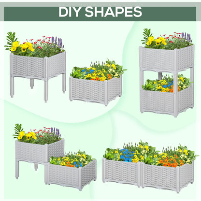 2 Piece Raised Garden Bed, PP Flower Bed, Vegetable Herb Grow Box, Light Grey Raised Garden Beds at Gallery Canada