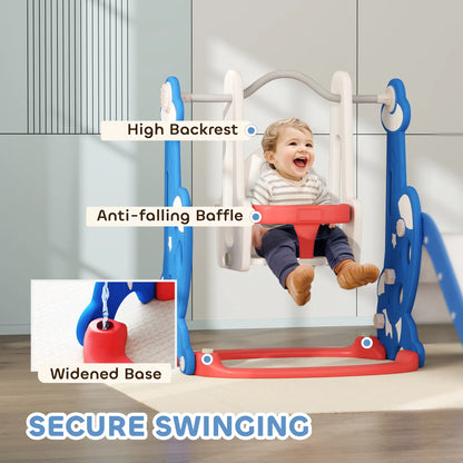 4-in-1 Slide, Swing Set, Basketball Hoop, Climber, Ages 1.5-4, Dark Blue Gym Sets & Swings at Gallery Canada