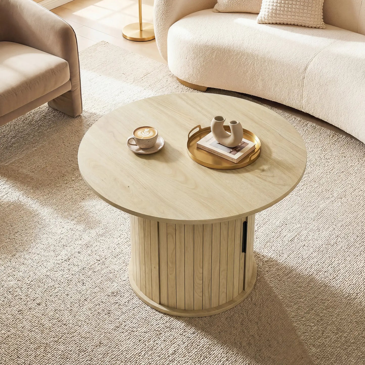 31.5" Round Coffee Table, Natural Wood Center Table Coffee Tables at Gallery Canada