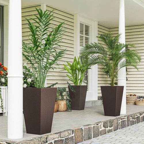 Set of 3 Tall Plant Stand, Indoor Outdoor Flower Pot, Brown