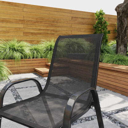 Outdoor Dining Chairs Set of 2, Stackable, High Back, Black Patio Chairs at Gallery Canada