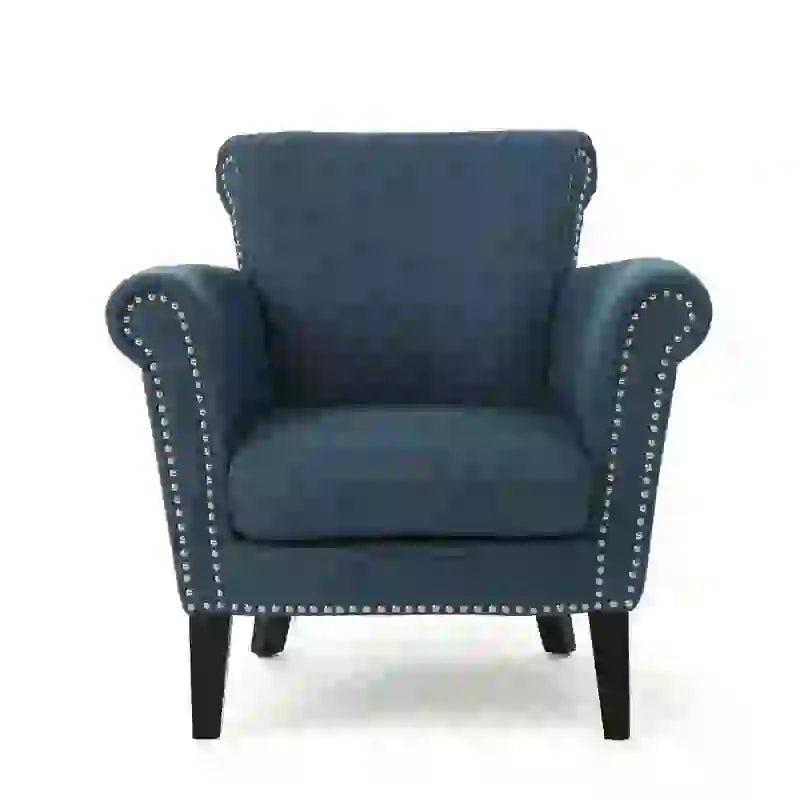 Modern Accent Chair, Wood Legs, 31" L x 29.5" W x 31.5" H, Navy Blue Accent Chairs Navy Blue at Gallery Canada