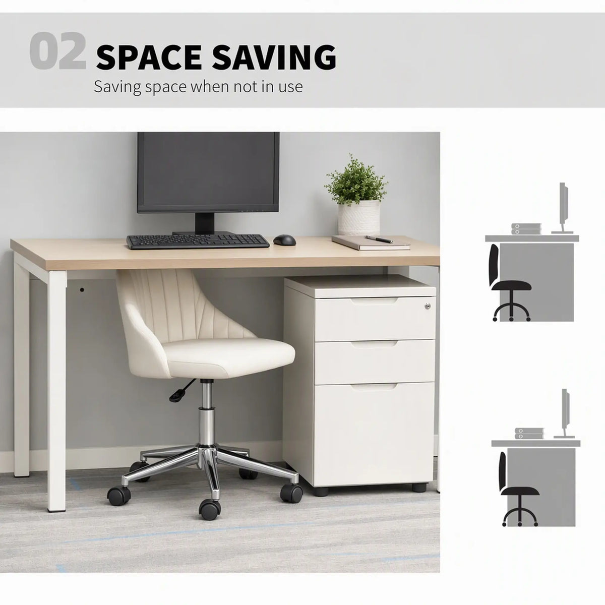 Velvet Adjustable Height Swivel Chair, Cream Task Chairs at Gallery Canada
