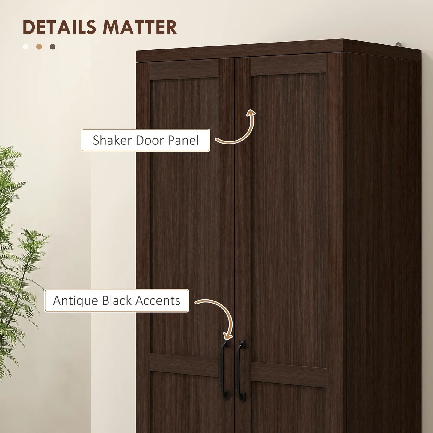 63" Kitchen Storage Cabinet, 5-Tier Pantry with Doors, Adjustable Shelves, Dark Brown Kitchen Pantry Cabinets at Gallery Canada