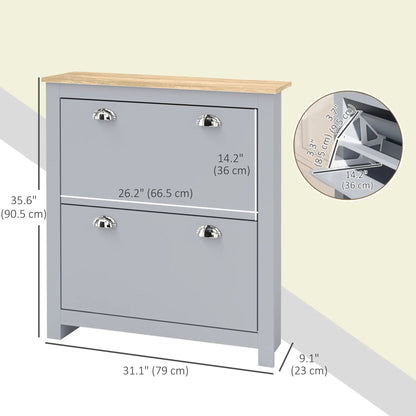 Shoe Cabinet, 2 Flip Drawers, Adjustable Shelves, 12 Pair, Grey Shoe Storage Cabinets & Racks at Gallery Canada