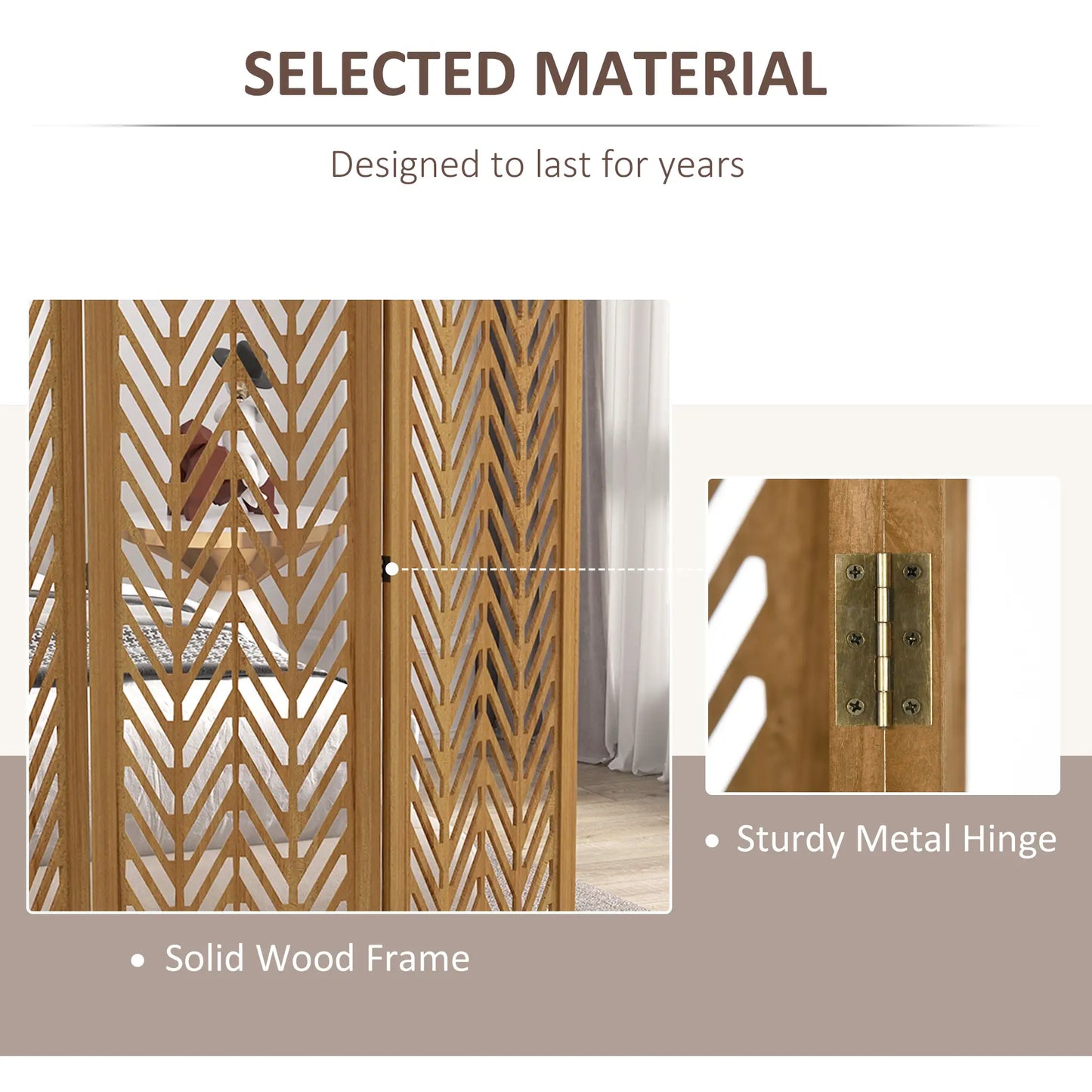 4 Panel Room Divider, 5.6ft Tall, Wood Folding Privacy Screen, Light Brown Room Dividers at Gallery Canada